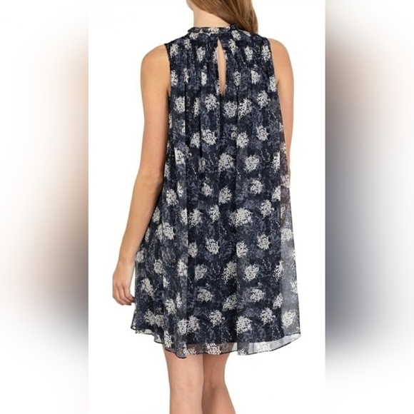 NWT Joie Baltic Print Mini Sleeveless Dress Sz Large Sheer Chiffon Flowy Blue - Picture 4 of 12